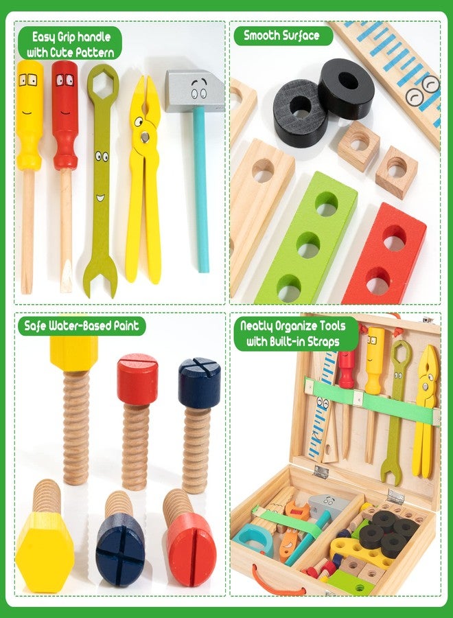 Bravmate Toddler Tool Set with Portable Tool Box & DIY Stickers, Wooden Kids Tool Sets for Boys Girls Age 2-4, STEM Montessori Educational Preschool Toys, Birthday Gifts for 3+ Years Old - Image 4